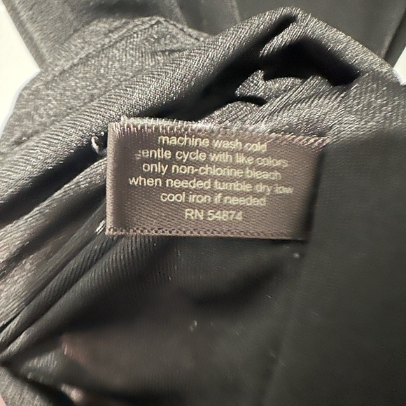 Classic Black Work Dress with Long Sleeves, Button down, Collar, and Tie Waist - Picture 6 of 7